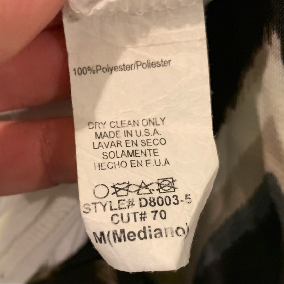 3/4 Sleeve Patterned Cinched Waist V-Neck Dress - Picture 5 of 6